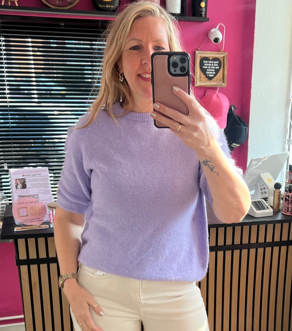 Baby alpaca trui met korte mouw Lila