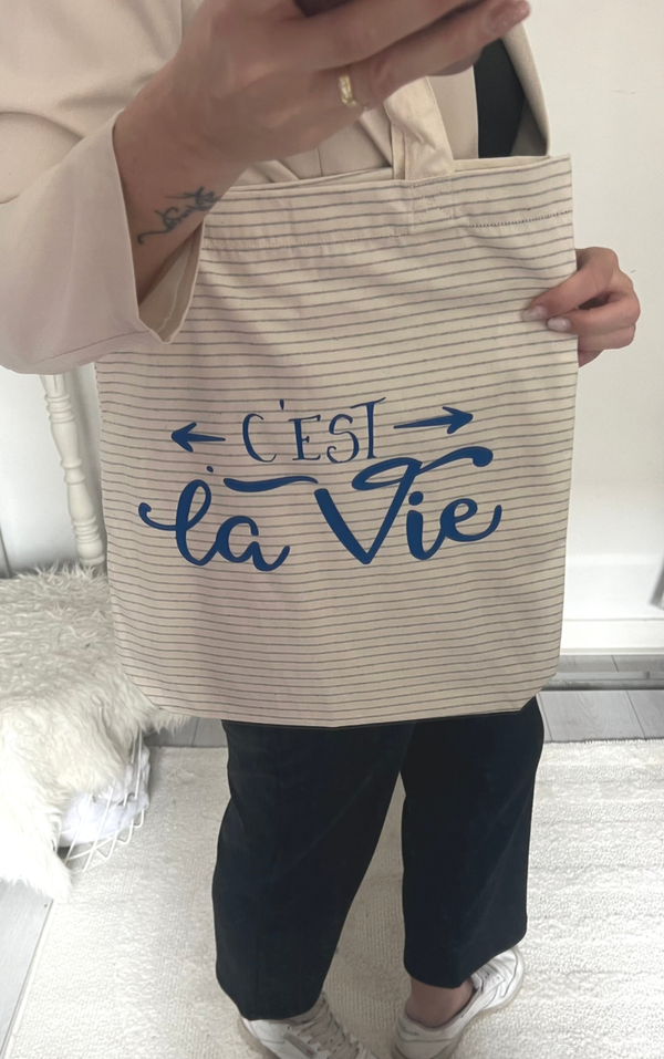 De C'est La Vie stripe Tote bag