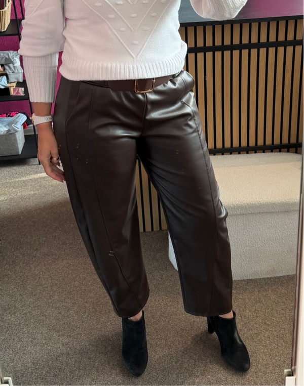 Leatherlook Ballonbroek met Riem - Bruin