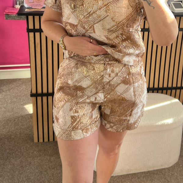 Short Jacquard gold goud/bruin