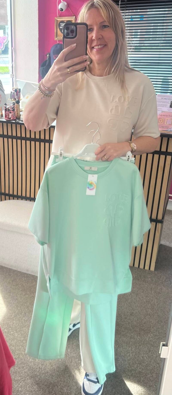 Comfy jogging shirt klaver Mint groen