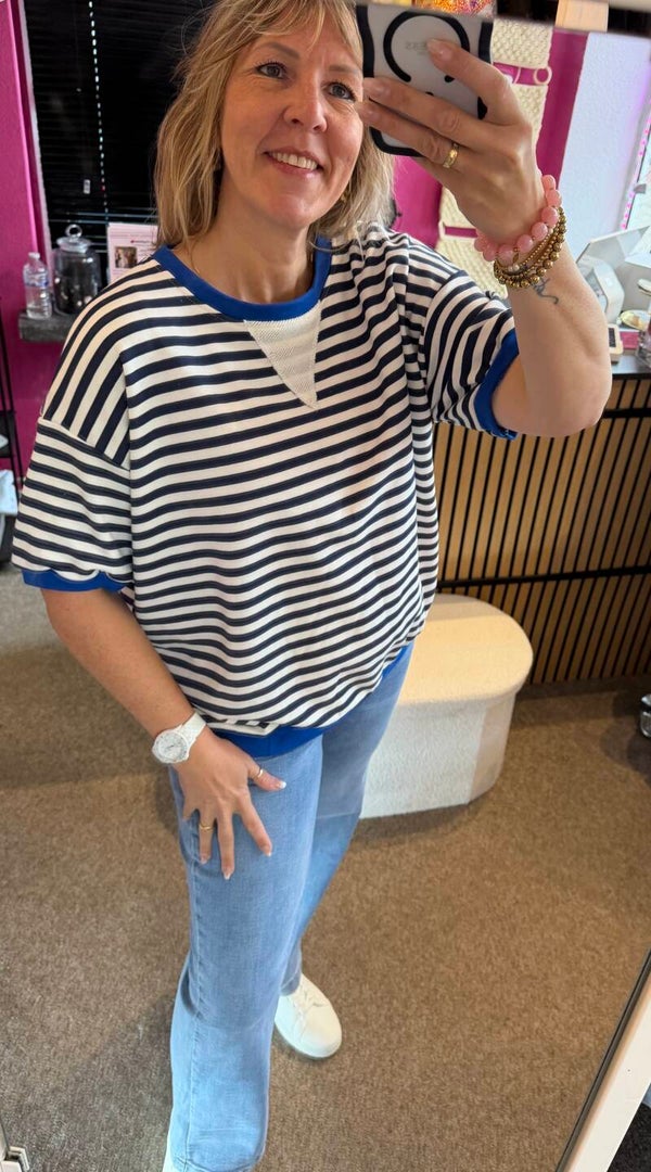 T-shirt striped Nova Blauw