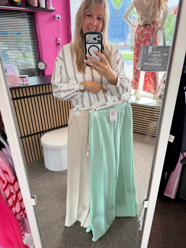 Comfy wide leg jogging broek Mint groen