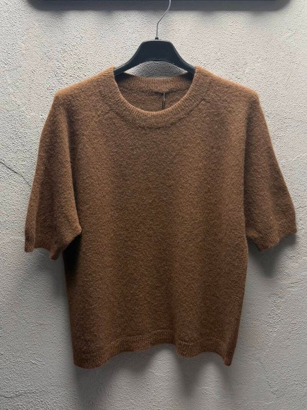Baby alpaca trui met korte mouw Caramel