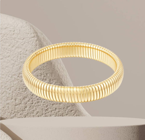 Armband ribbel goud 12mm