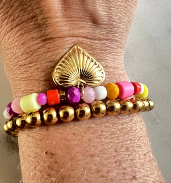 Armband summer kleurtjes met hart goud