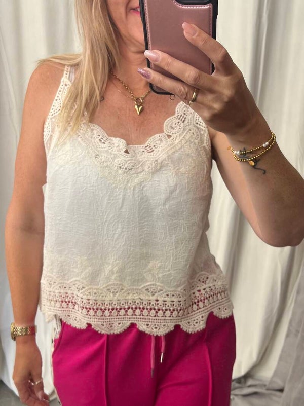 Ibiza kanten top Beige
