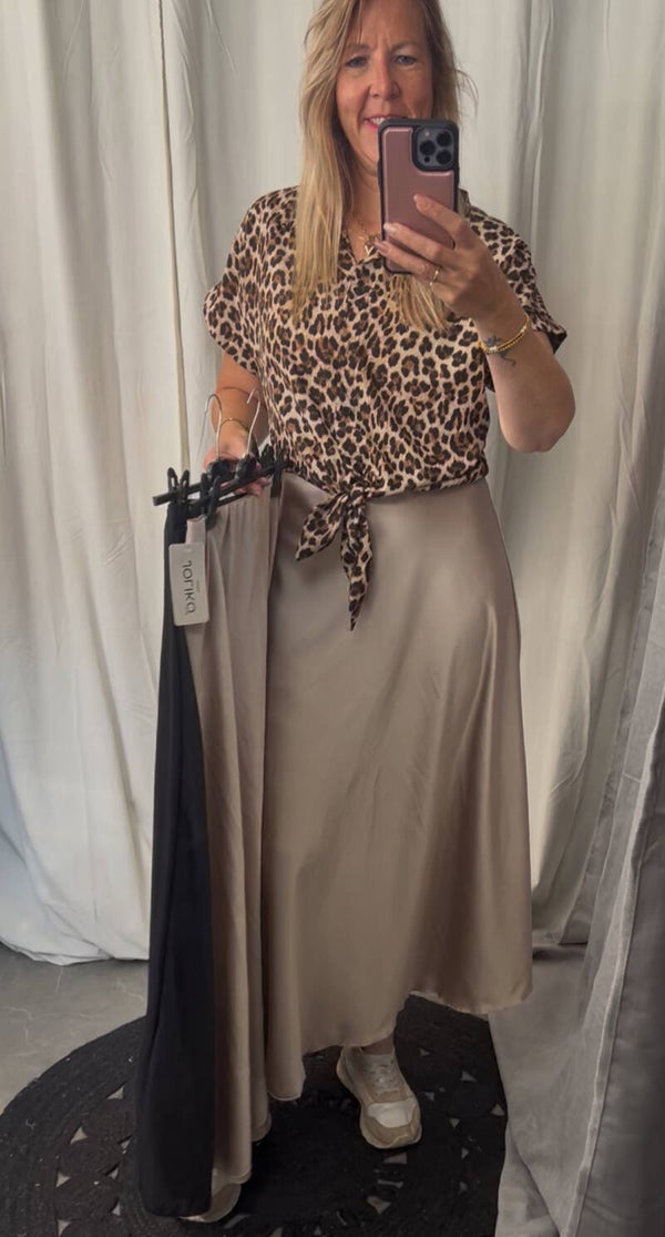 Satijnen lange rok Taupe - Zwart of Champagne