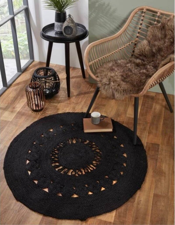 Vloerkleed Maya jute zwart