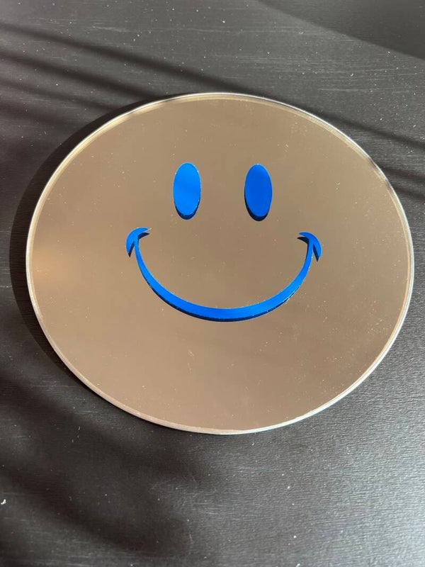 De Smiley spiegel blauw