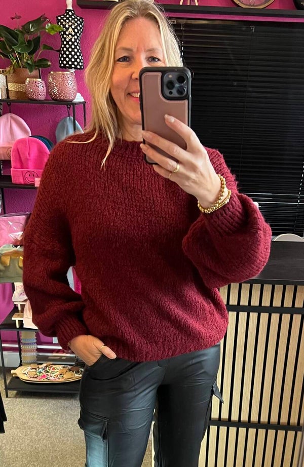 Trui Vera oversized Bordeauxrood