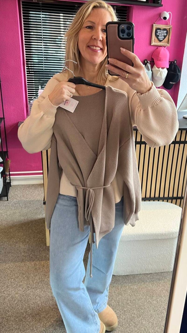Wikkel vest Grace Taupe