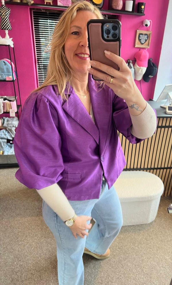 Blazer ballon/pof mouw Satin Paars