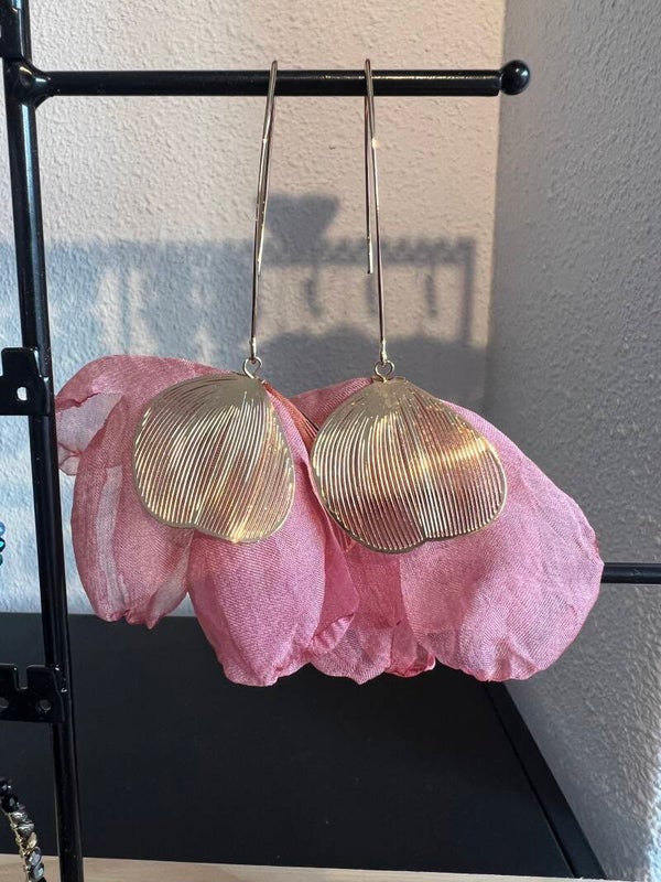 Statement charming Flower oorstekers | Roze/Goud