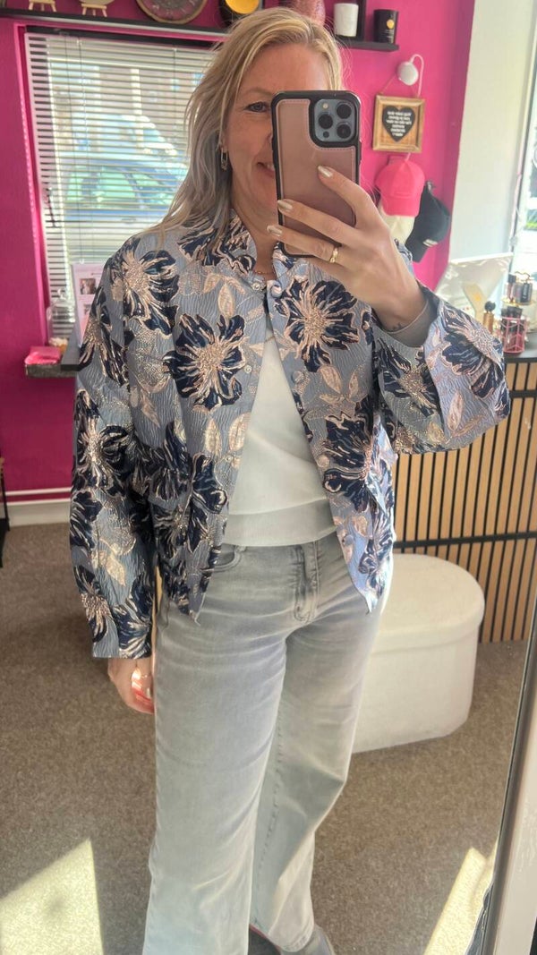 Bomber Jack Jacquard Unika flower blauw