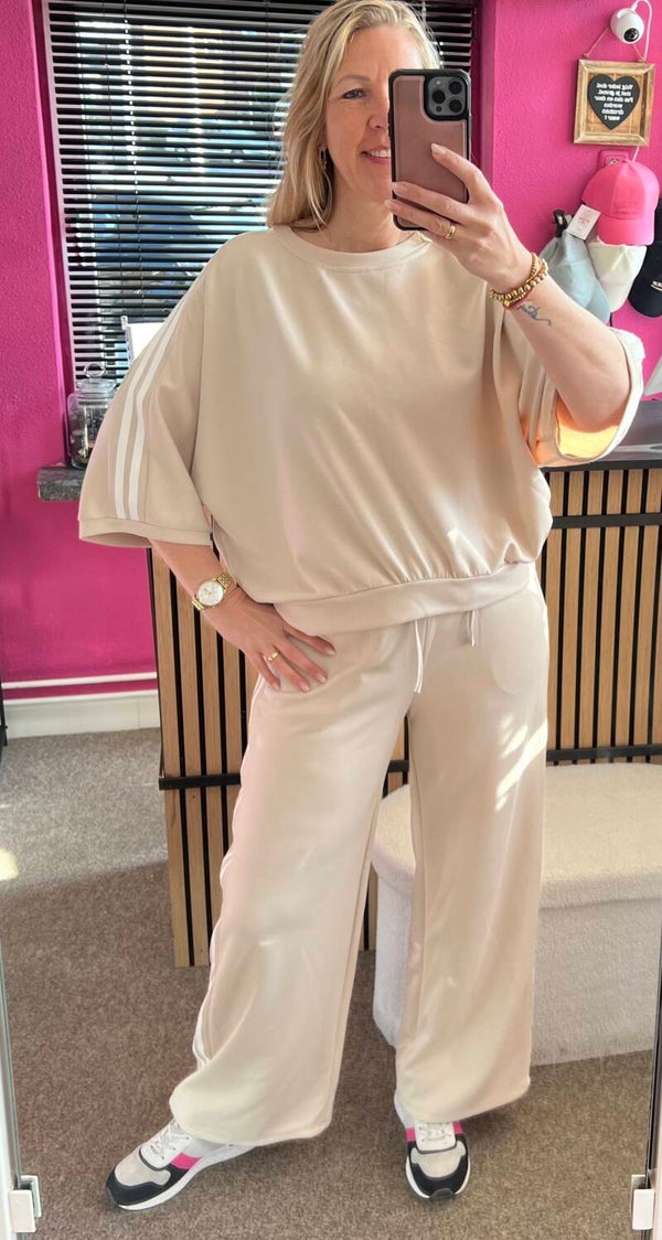 Comfy "pak" of los met strepen Zand