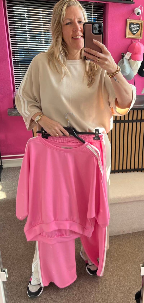 Comfy "pak" of los met strepen Fel Roze