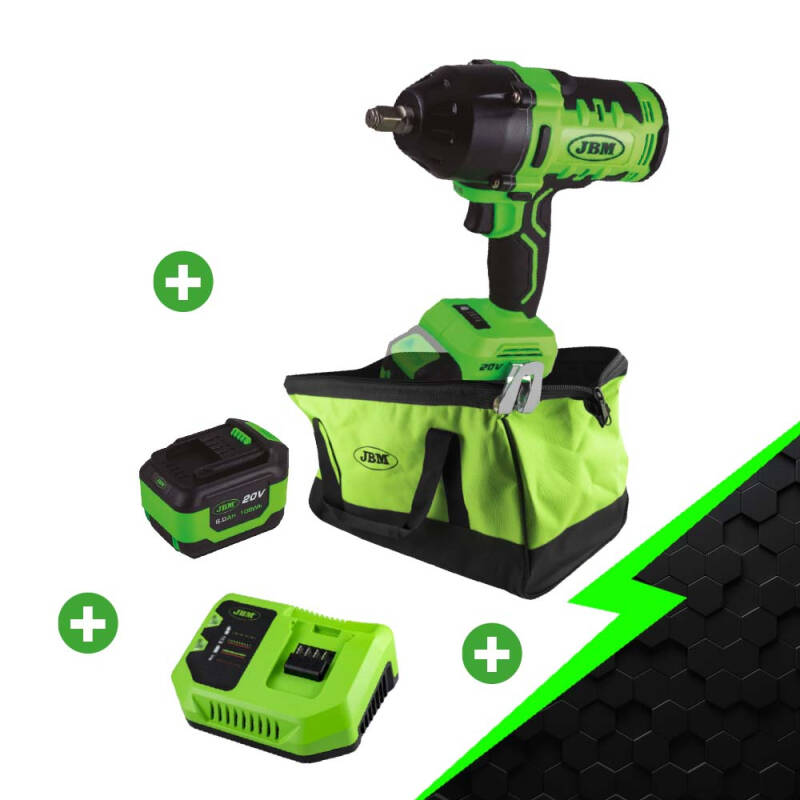 CLÉ À CHOC 1/2" AVEC MOTEUR SANS BALAIS 60036 + 60015 + 60016 + 53782