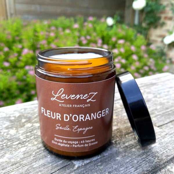 Bougie parfumée Fleur d'Oranger - pot ambré 180gr