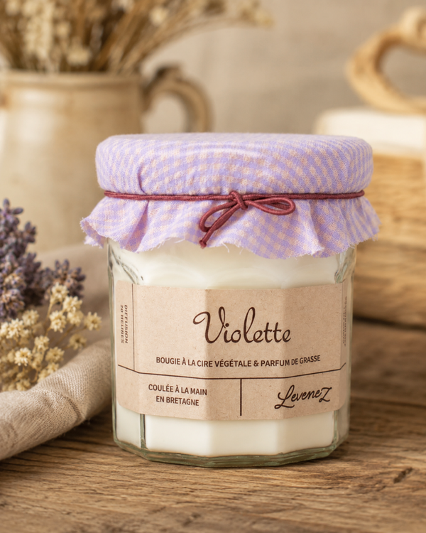 Bougie parfumée Violette - pot de confiture 260g
