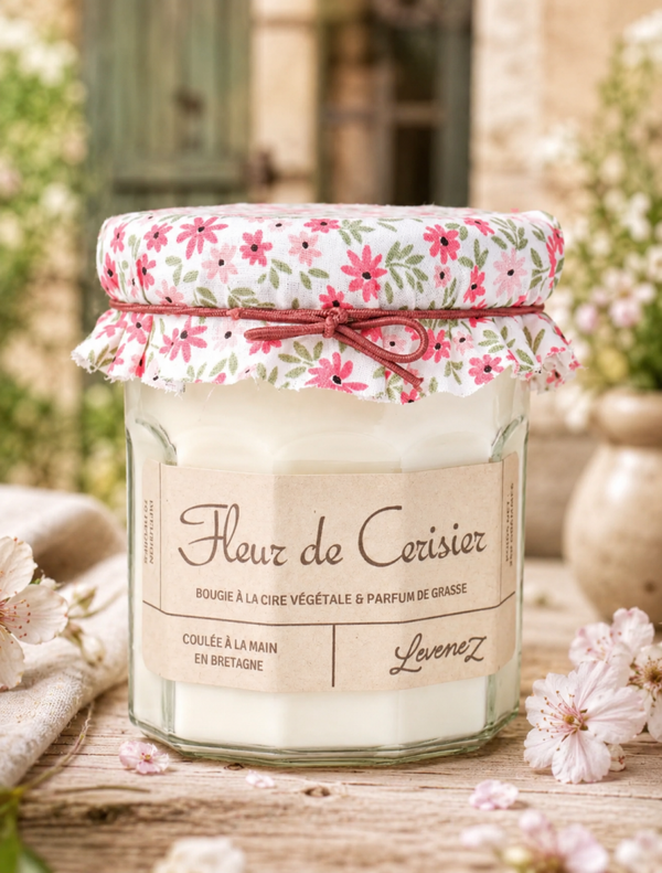 Bougie parfumée Fleur de Cerise - pot de confiture 260g
