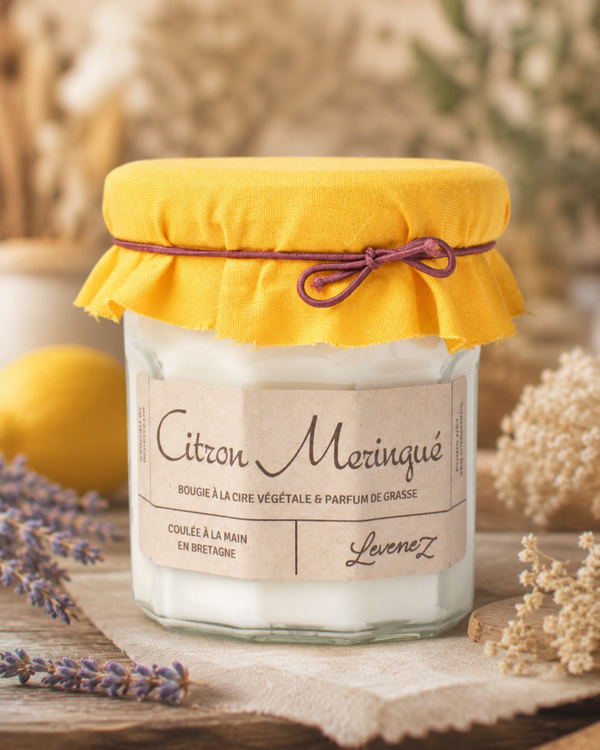 Bougie parfumée Citron Meringué - pot de confiture 260g
