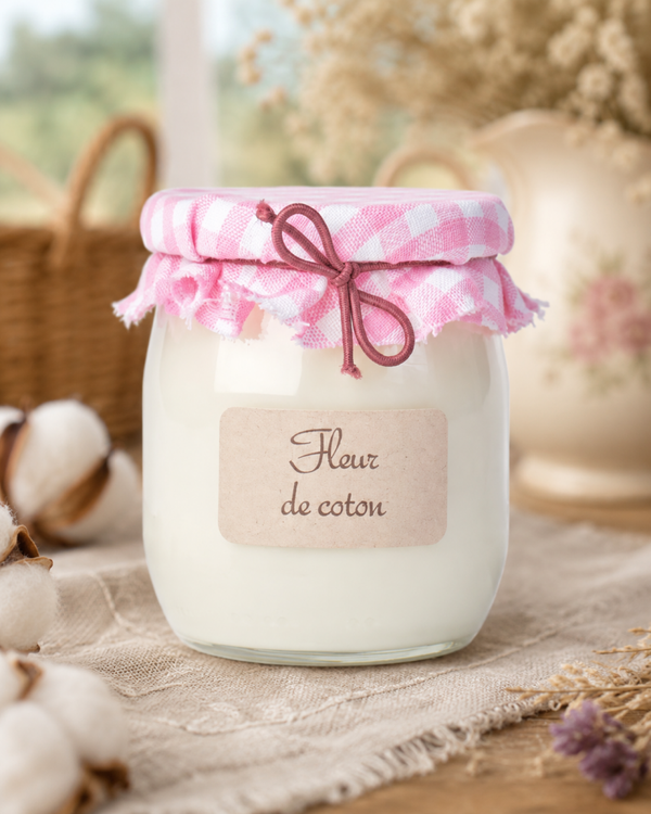Bougie parfumée Fleur de Coton - pot de yaourt 100g