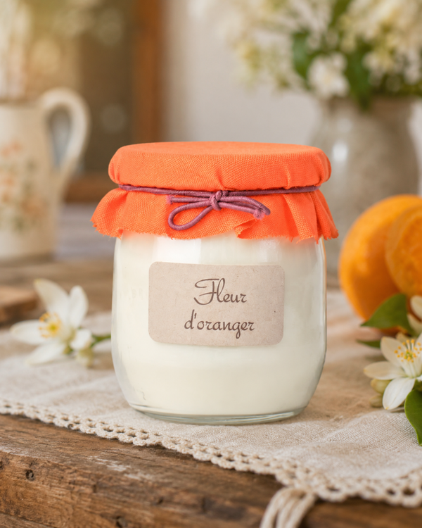 Bougie parfumée Fleur d'Oranger - pot de yaourt 100g