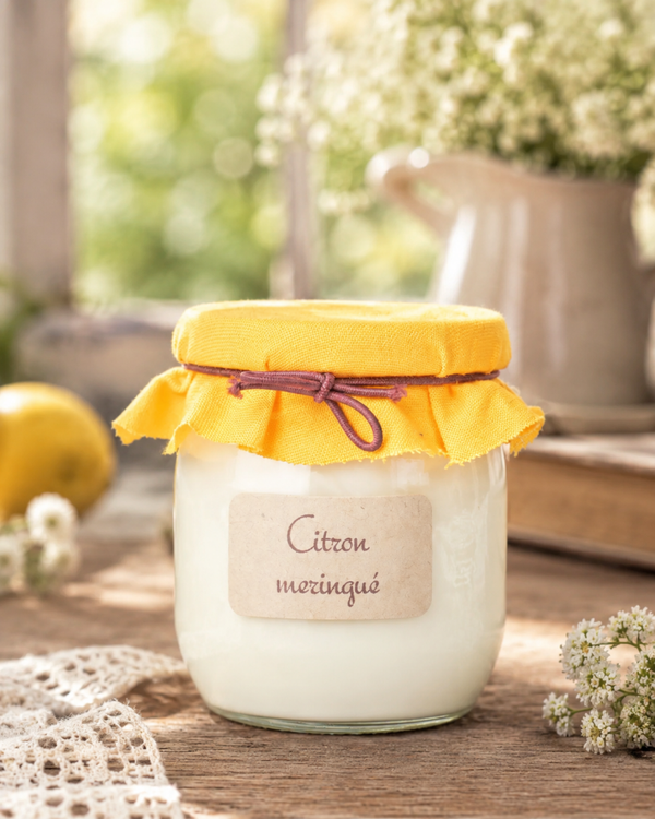 Bougie parfumée Citron Meringué - pot de yaourt 100g