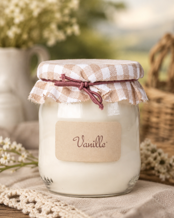 Bougie parfumée Vanille - pot de yaourt 100g