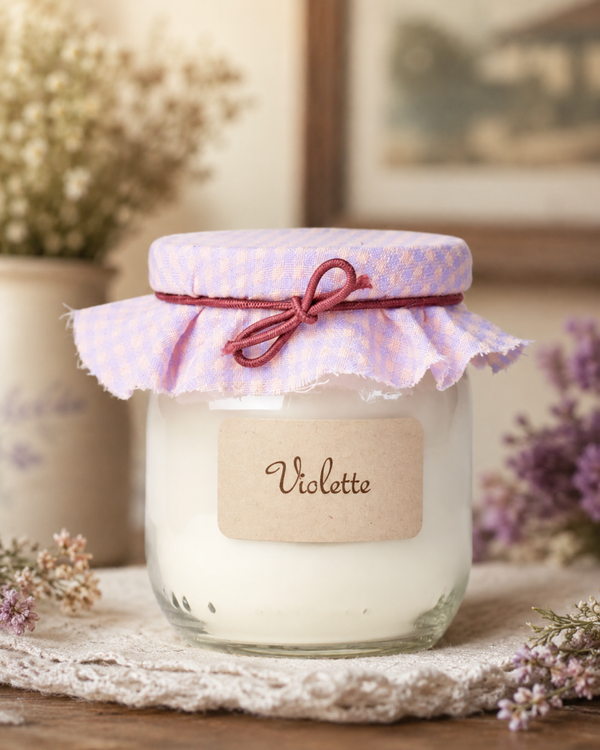 Bougie parfumée Violette - pot de yaourt 100g