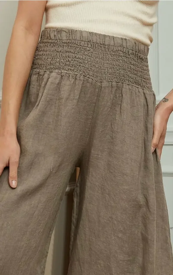 Leinenhose mit verspieltem Bund aus 100% reinem Leinen