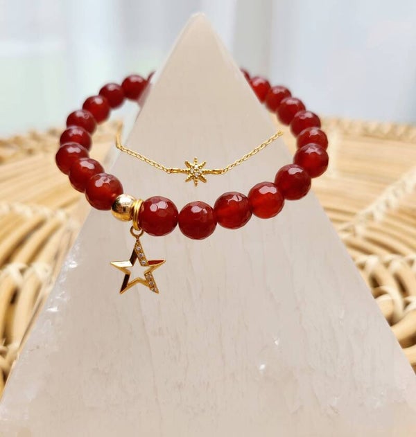 Sparkling Star Red Agate Bracelet