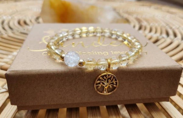 Tree of Life Citrine & Clear Quartz Bracelet