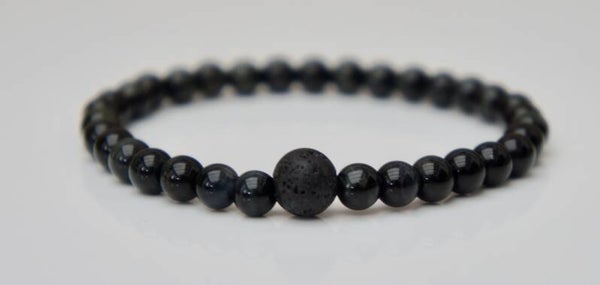 Blue Tiger's Eye & Lava Stone Bracelet