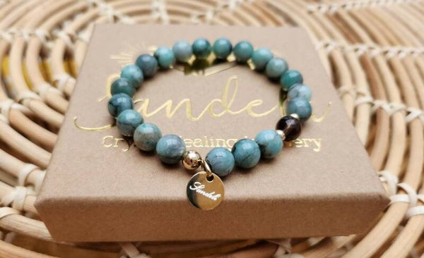 Columbia Green Emerald & Smoky Quartz 8mm Bracelet