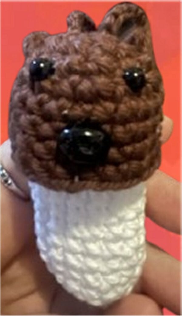 109.  Crocheted Bear Chapstick Holder