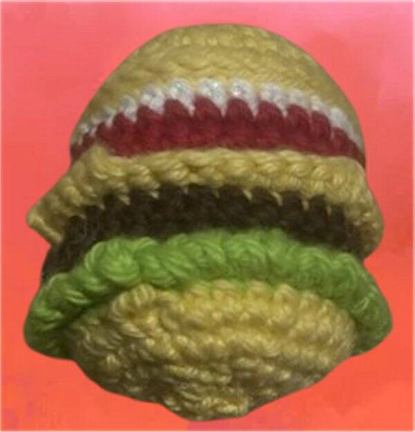 116. Crocheted Hamburger Keychain