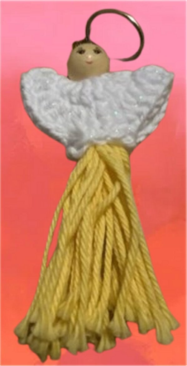 138. Crocheted Yellow Girl Keychain