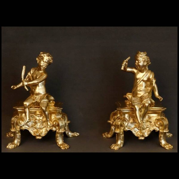 Paire De Feux Epoque Régence en Bronze Ciselé Doré