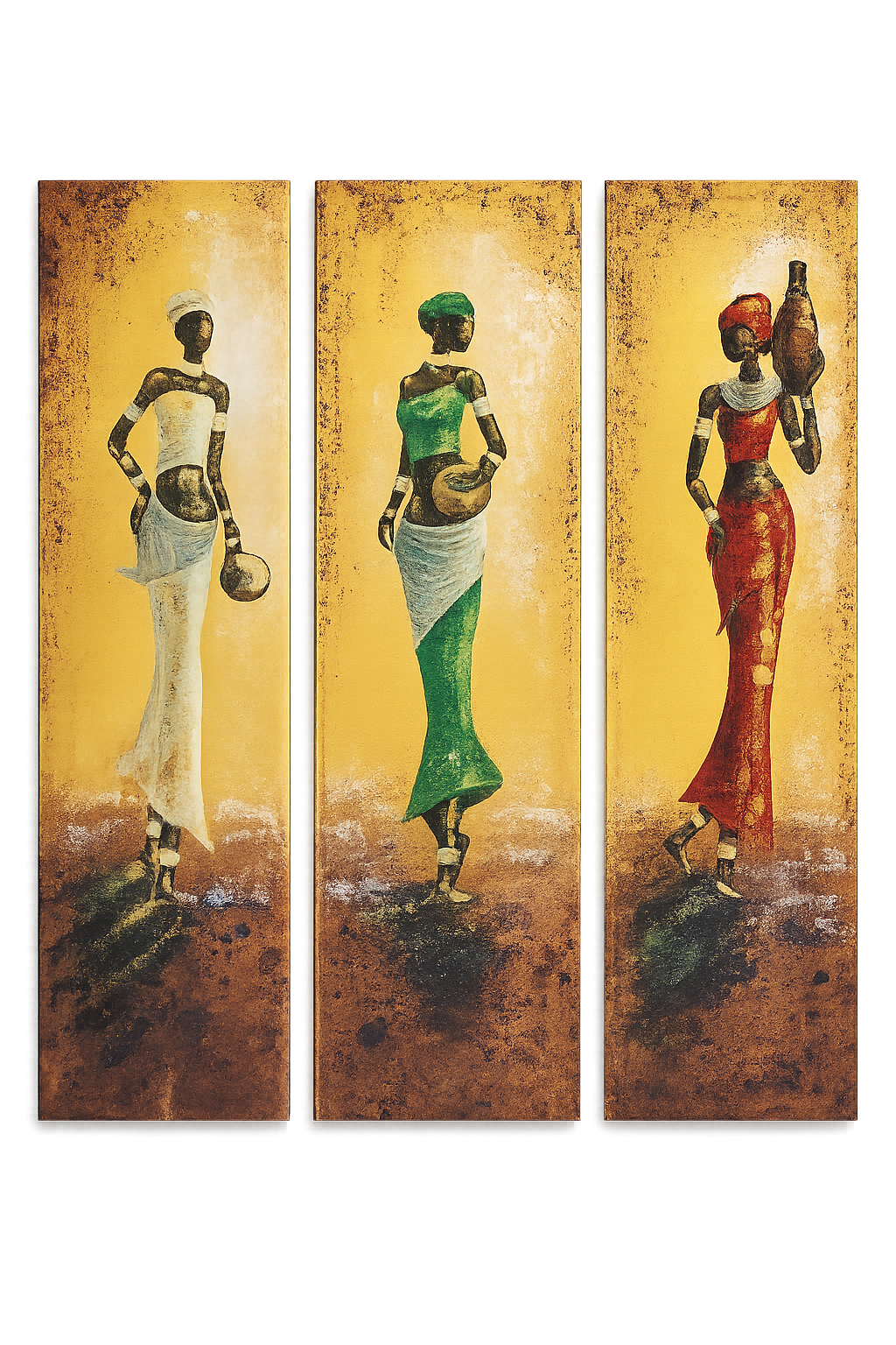 Élégance d’Afrique Triptyque figuratif - Ensemble de 3 tableaux