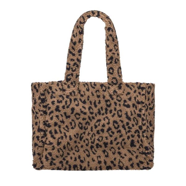 Teddy tas met luipaardprint camel