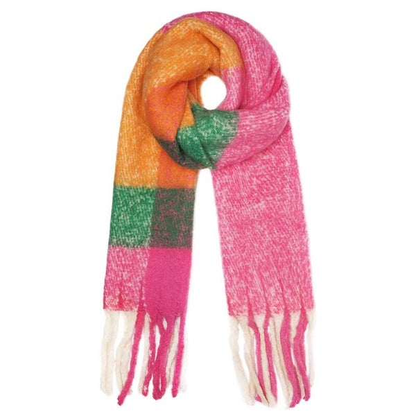 Wintersjaal met kleurrijke blokken