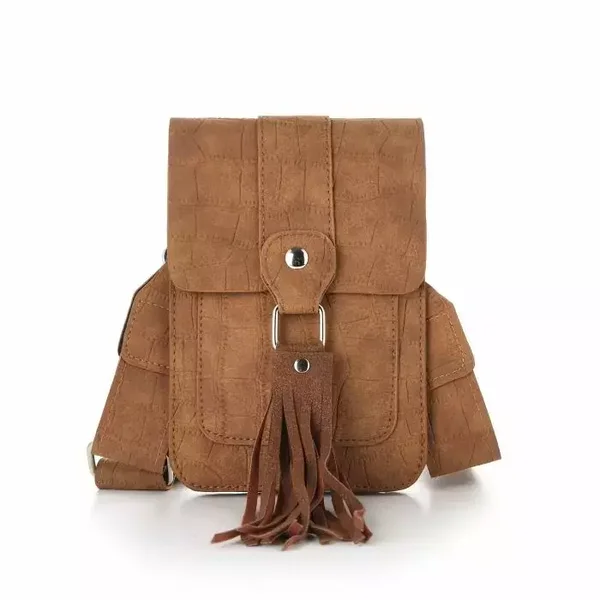 Telefoontasje Iris met kwastje bruin