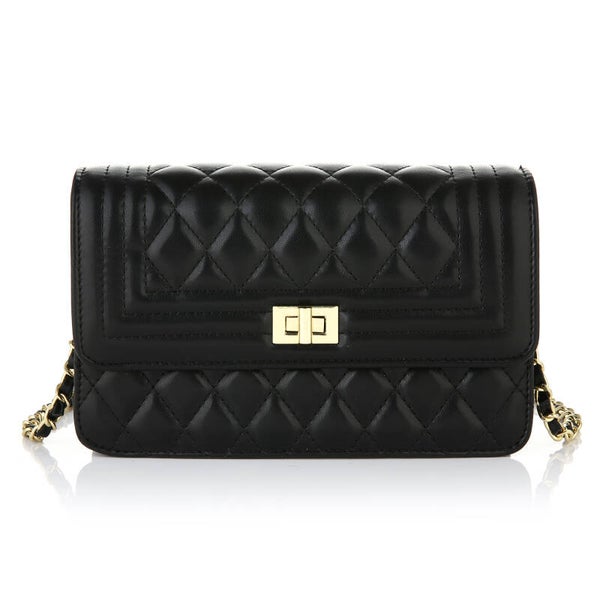 Zwart gewatteerde schoudertas