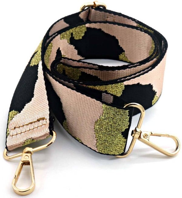 Bag strap met camouflage print in roze