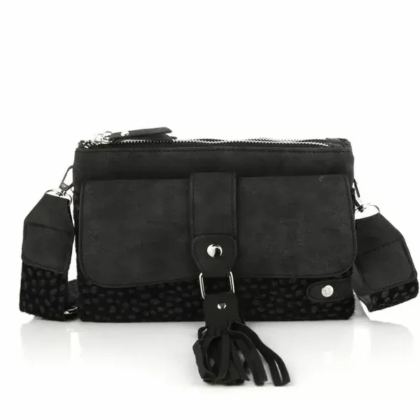 Crossbody Puck cheetah zwart