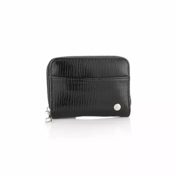 Kleine portemonnee met rits metallic zwart