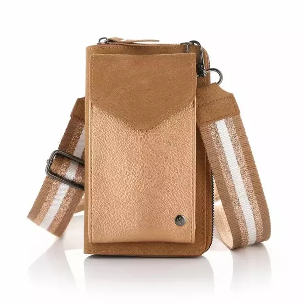 Portemonnee tasje met bagstrap bruin