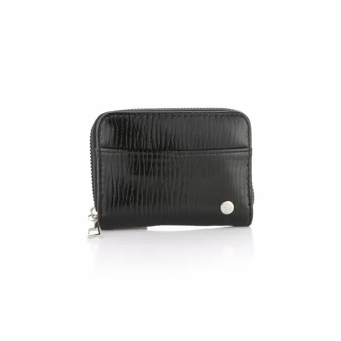 Kleine portemonnee met rits metallic zwart